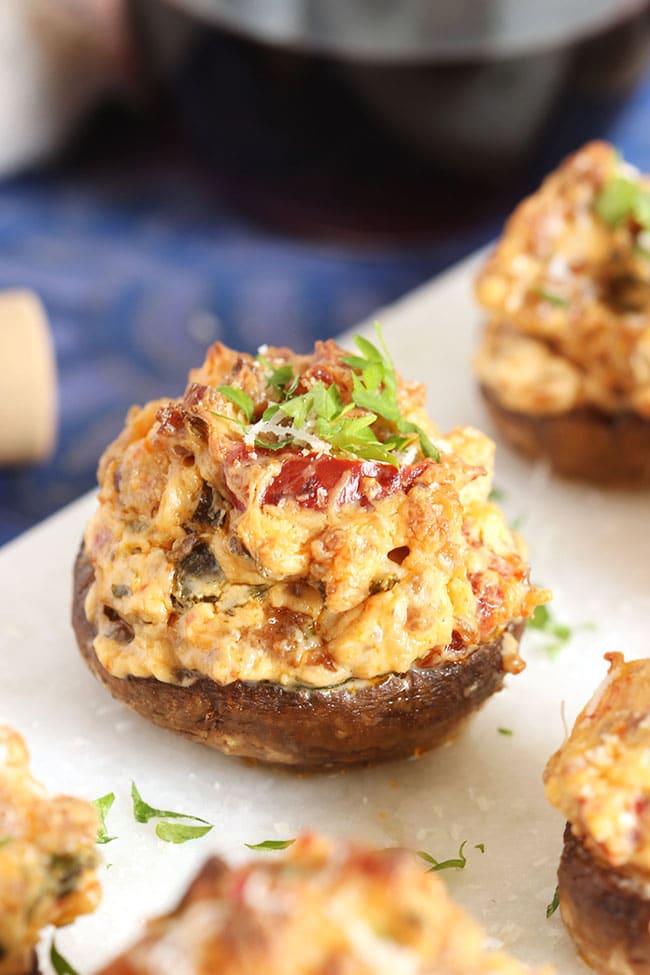 sweet and spicy sausage stuffed mushrooms by thesuburbansoapbox