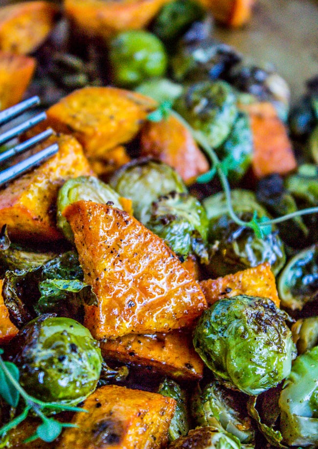 sweet potatoes and brussel sprouts recipe by thefoodcharlatan